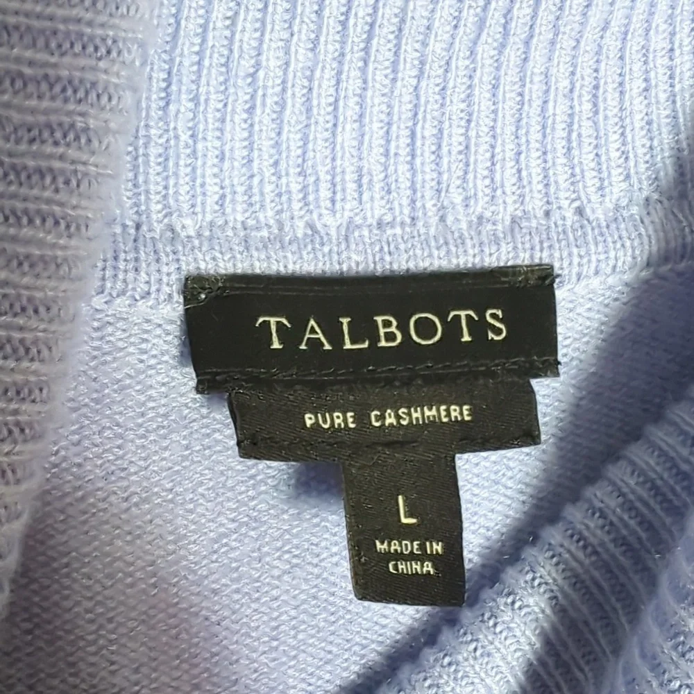 Talbots Women's Turtleneck Sweater 100% Cashmere‎ Powder Blue Quiet Luxury Large